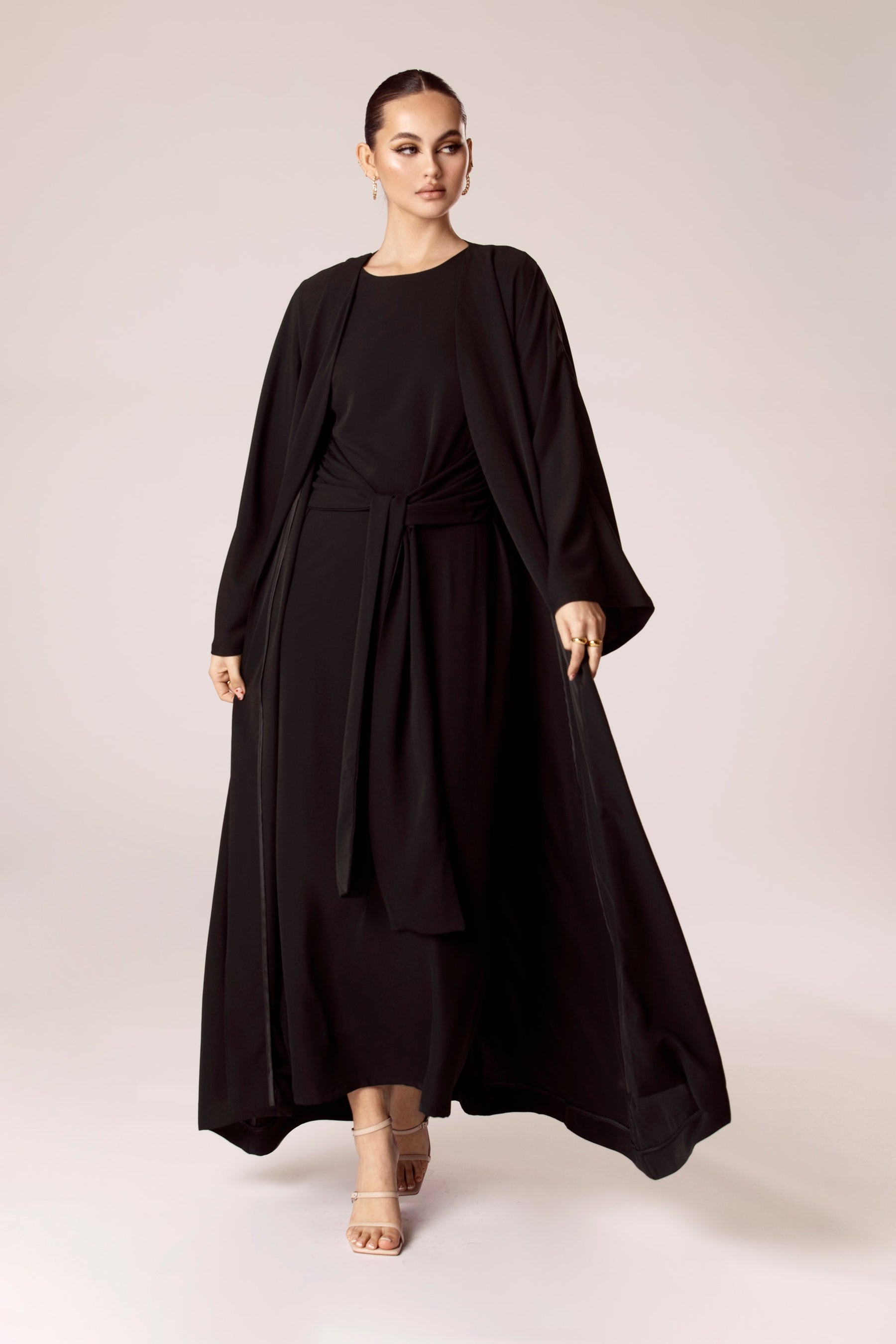Isabella Open Abaya - Black Veiled Collection 