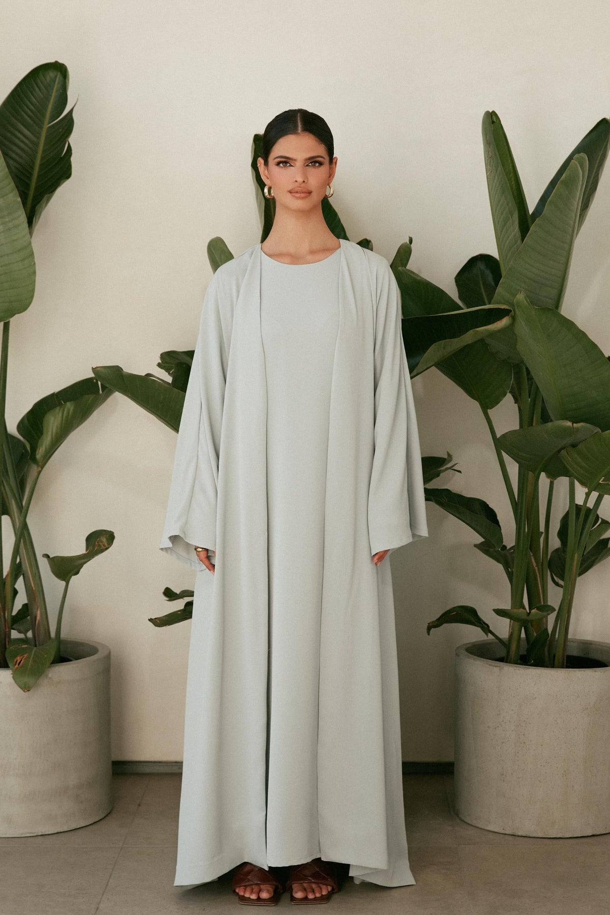 Isabella Open Abaya - Cucumber Veiled Collection 