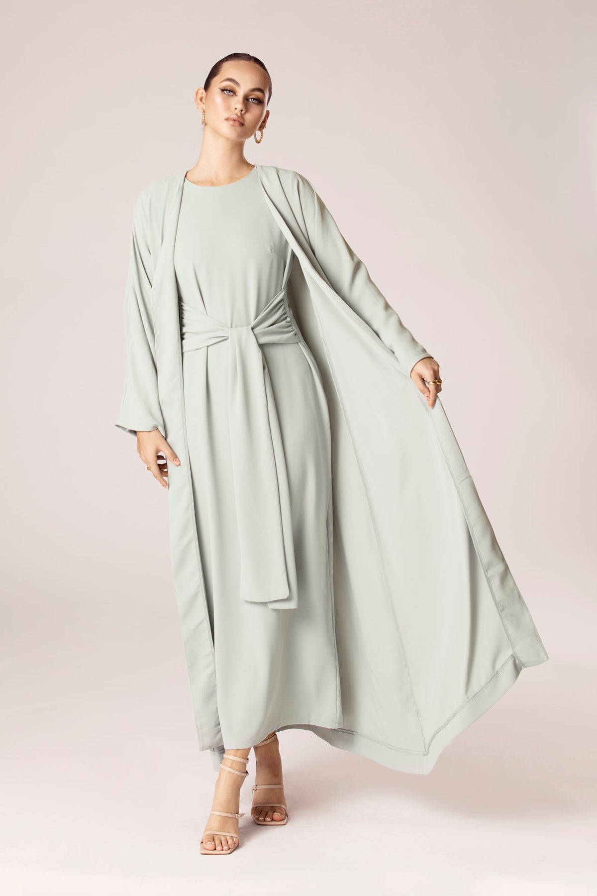 Isabella Open Abaya - Cucumber Veiled Collection 