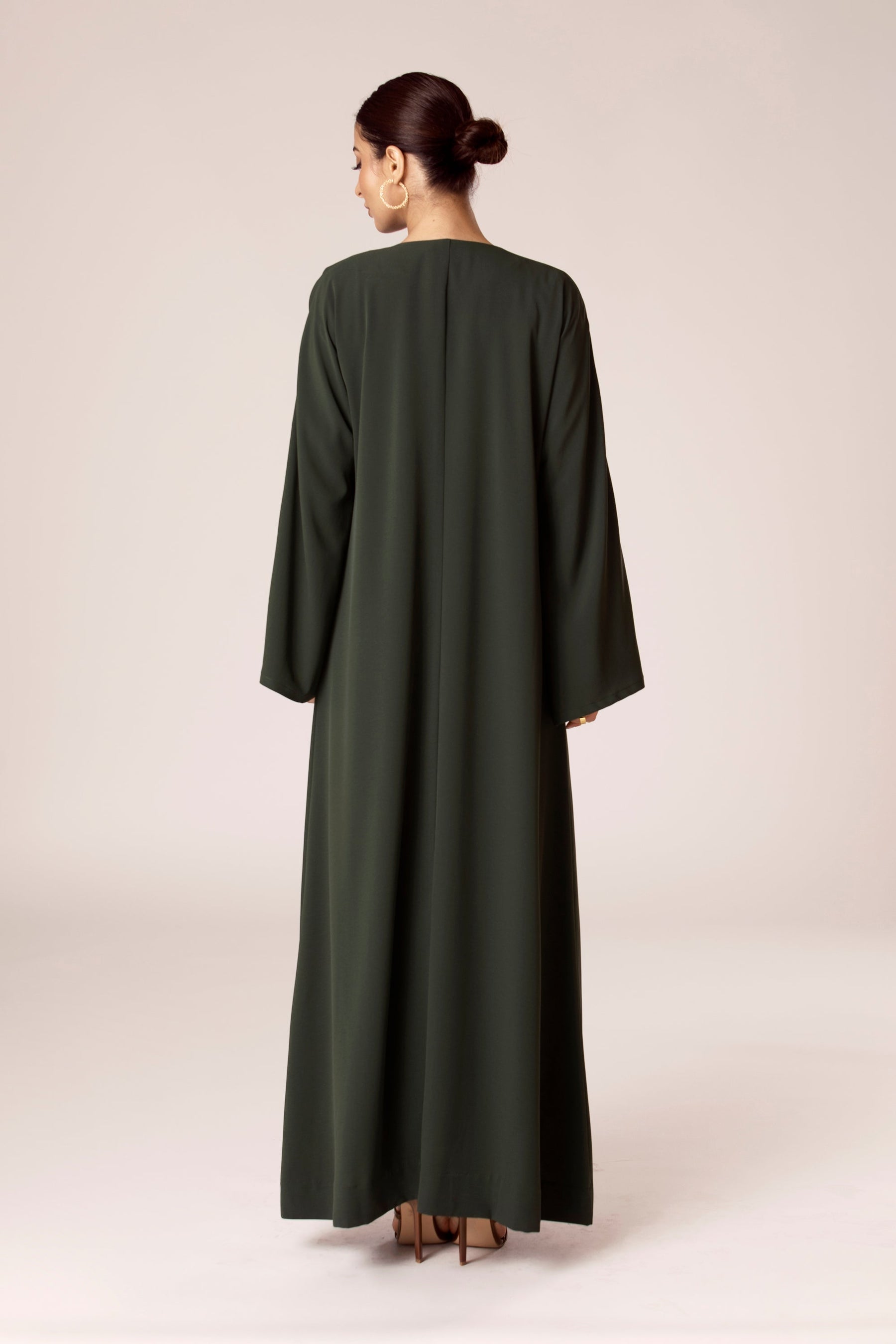 Isabella Open Abaya - Dark Emerald Veiled Collection 