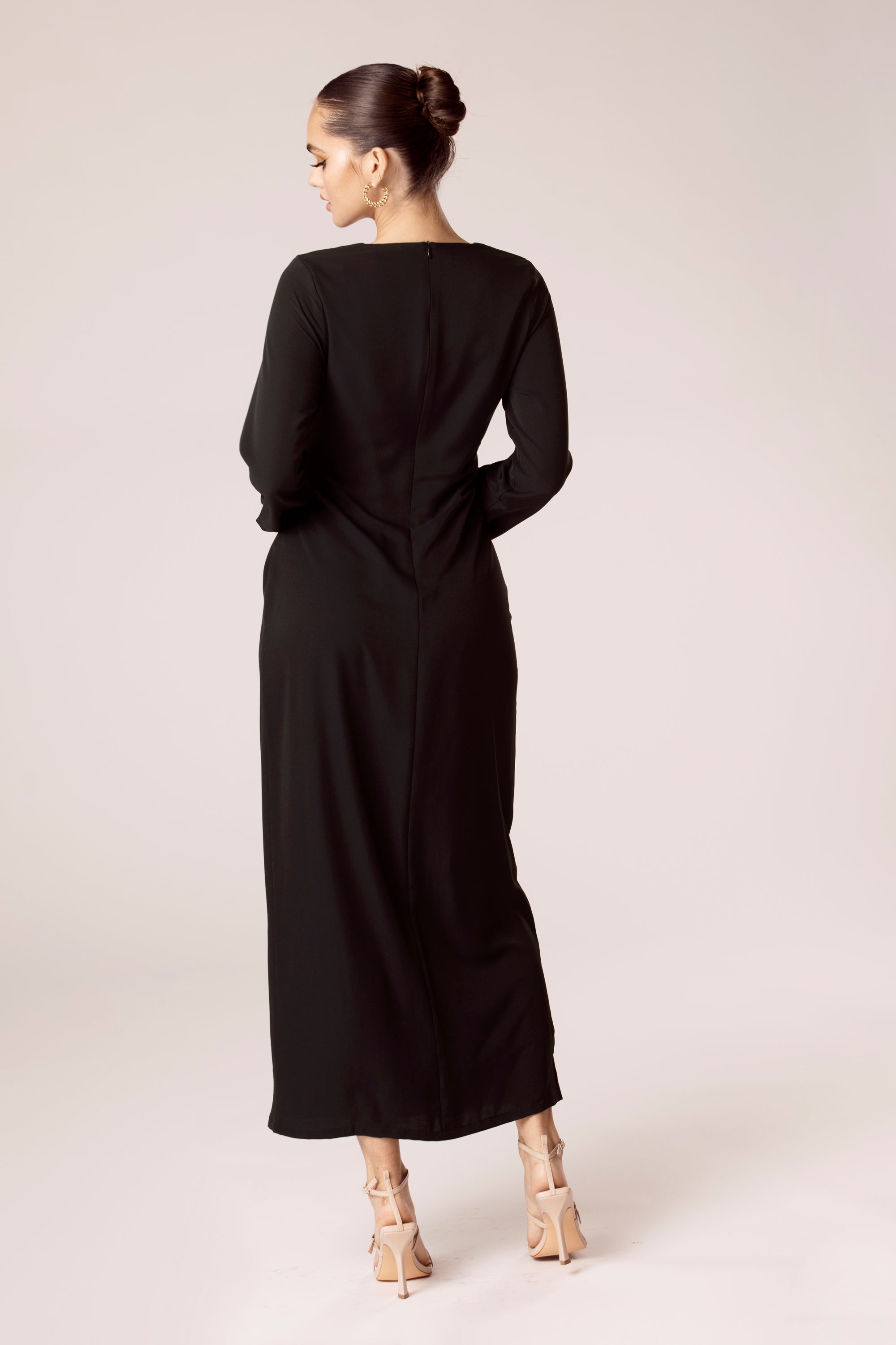 Isabella Tie Waist Maxi Dress - Black Veiled Collection 