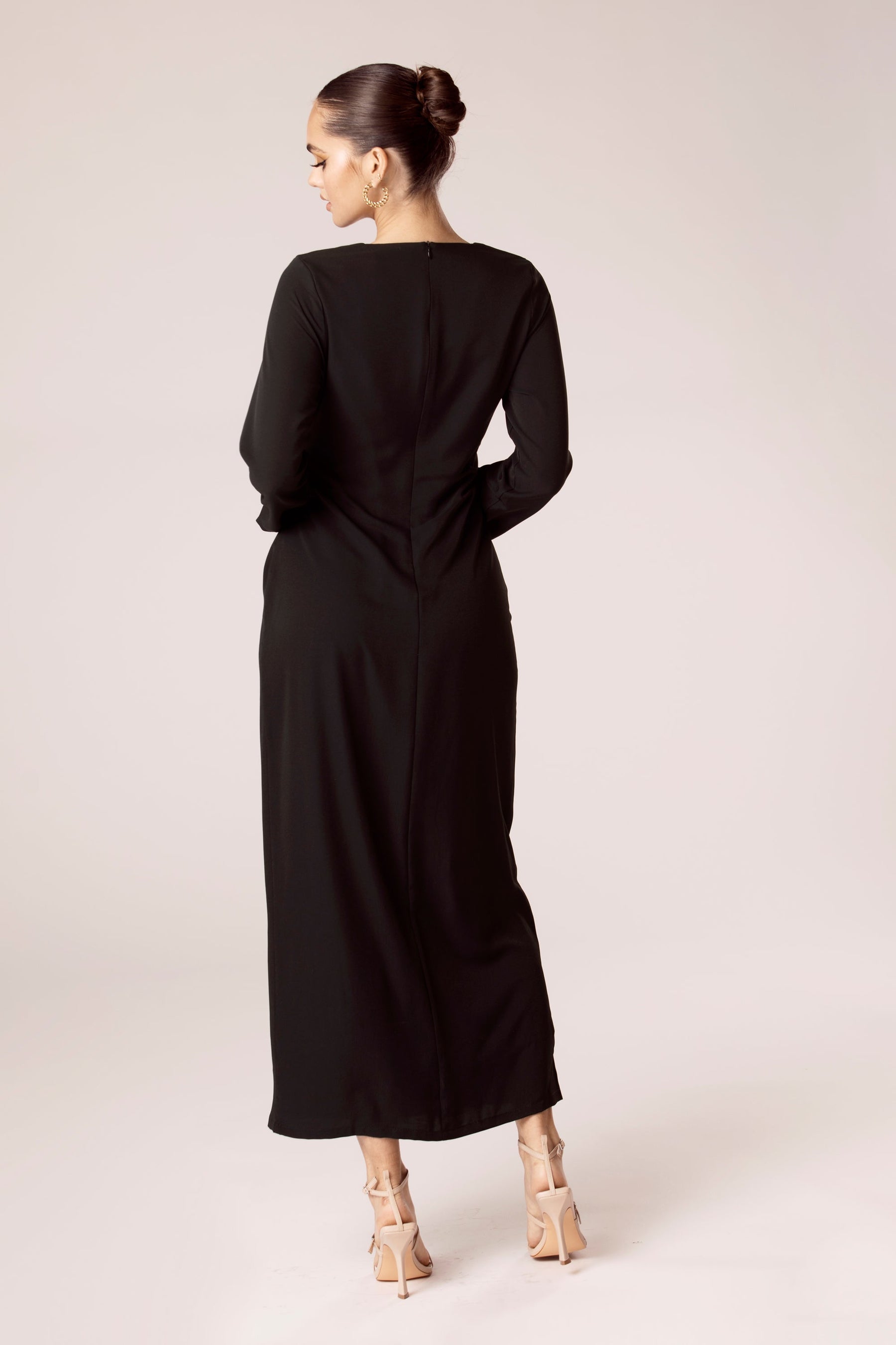 Isabella Tie Waist Maxi Dress - Black