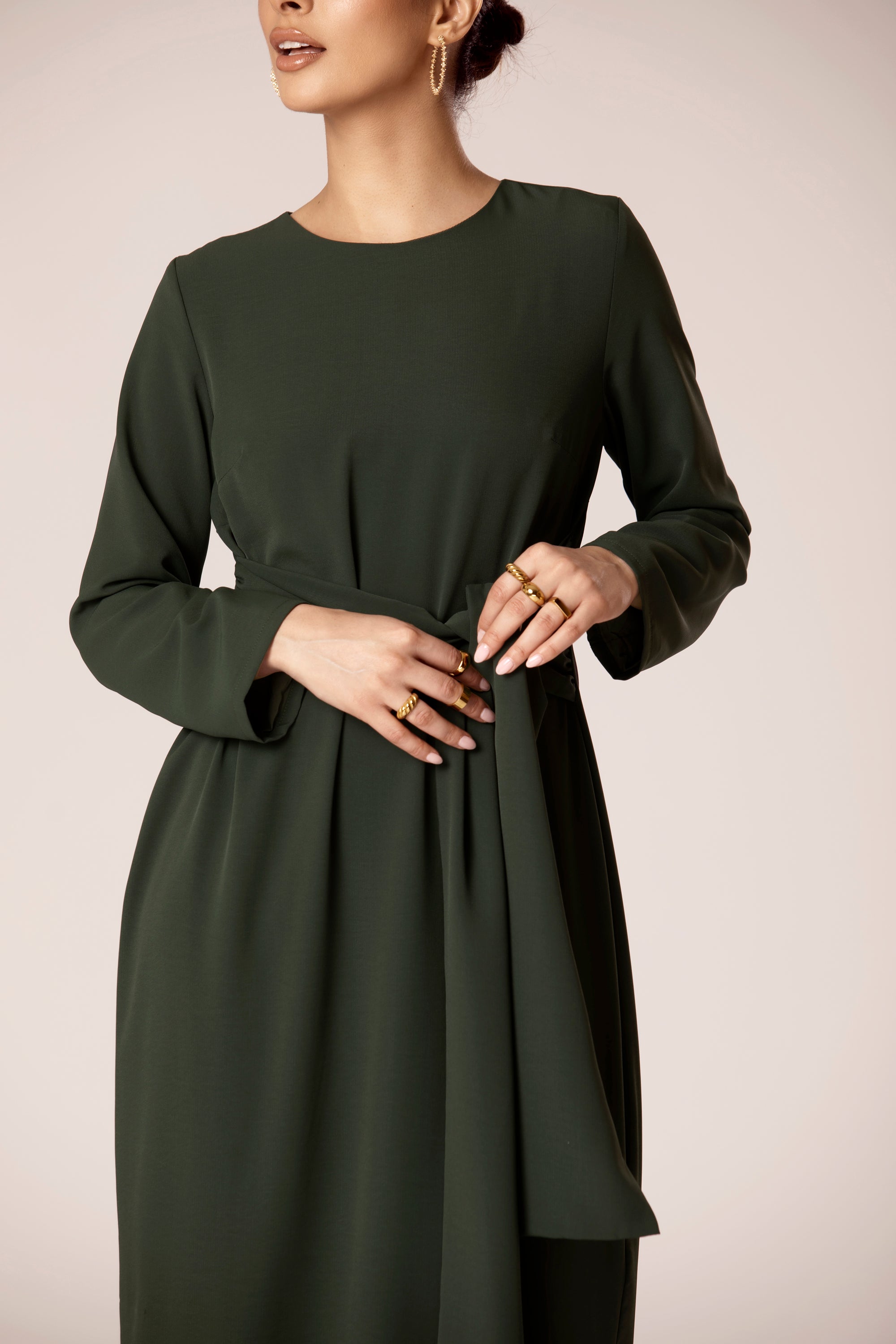 Isabella Tie Waist Maxi Dress - Dark Emerald Veiled Collection 