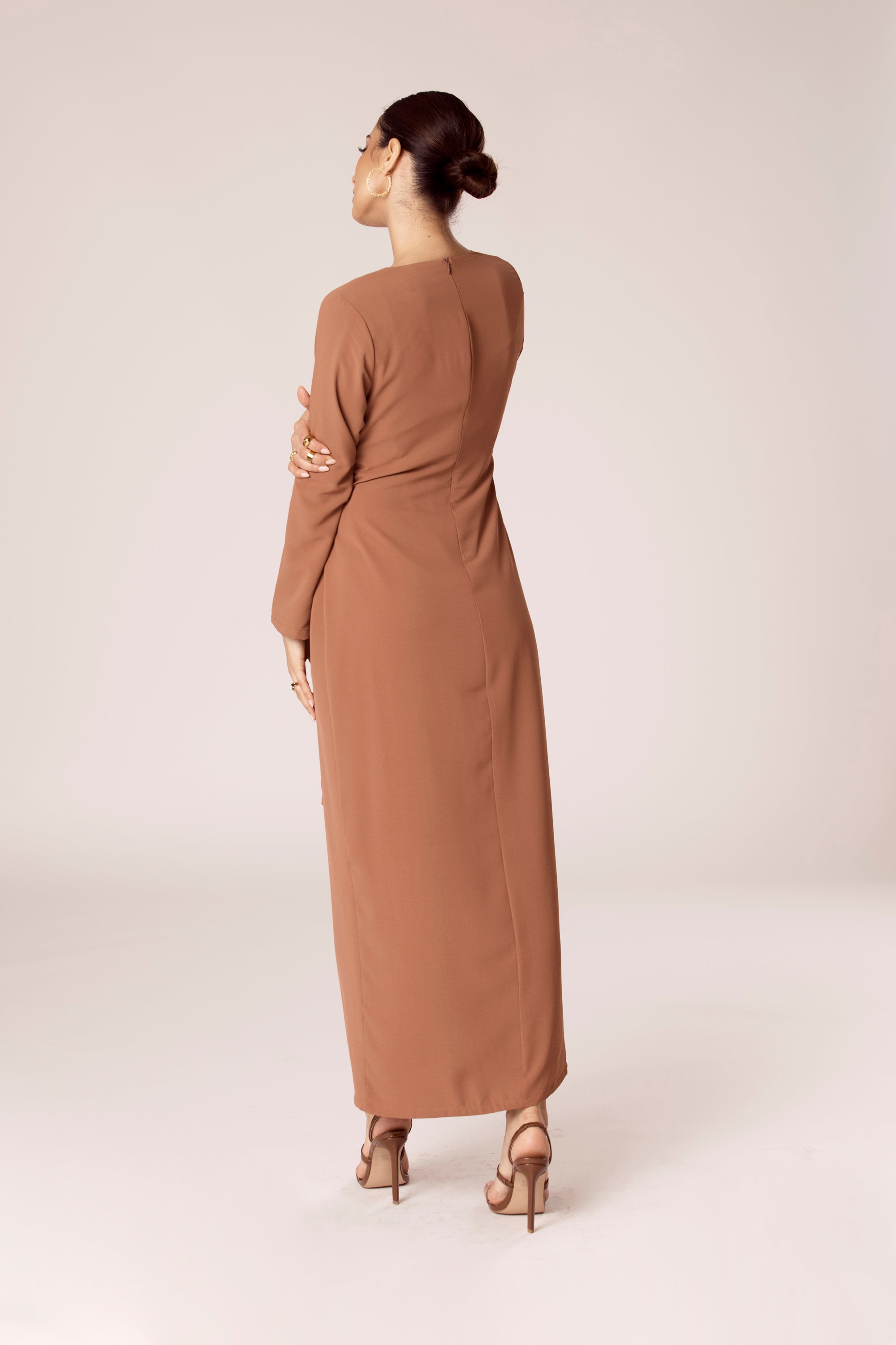 Isabella Tie Waist Maxi Dress - Mushroom Veiled Collection 