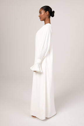 Jamila Cinched Sleeve Open Abaya - White saigonodysseyhotel 