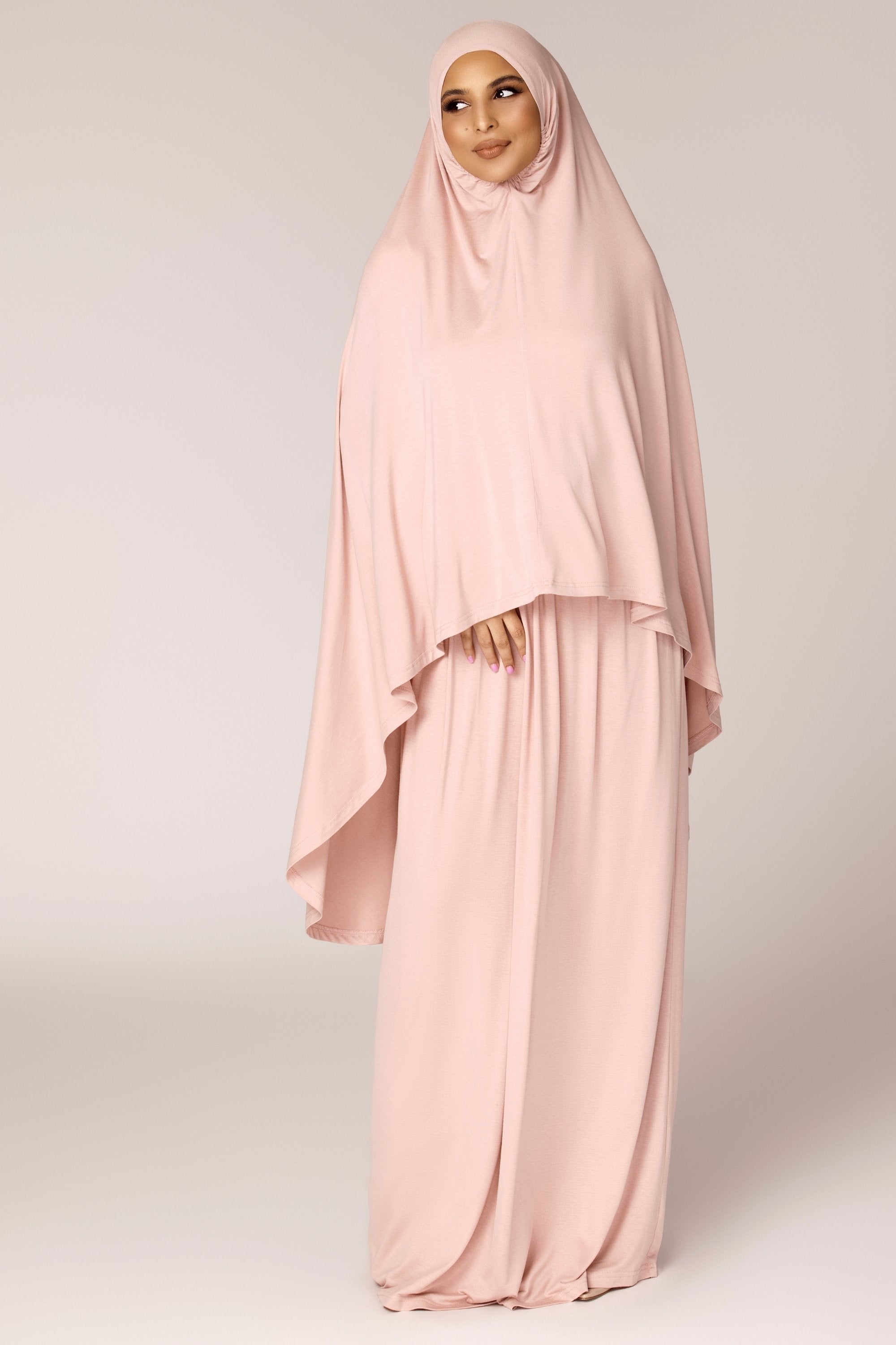 Jersey Prayer Two Piece Set - Dusty Pink Veiled Collection 