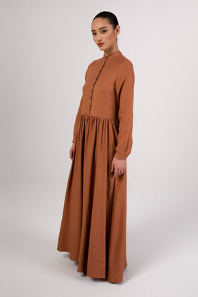 Karima Flowy Linen Maxi Shirt Dress - Rosewood saigonodysseyhotel 