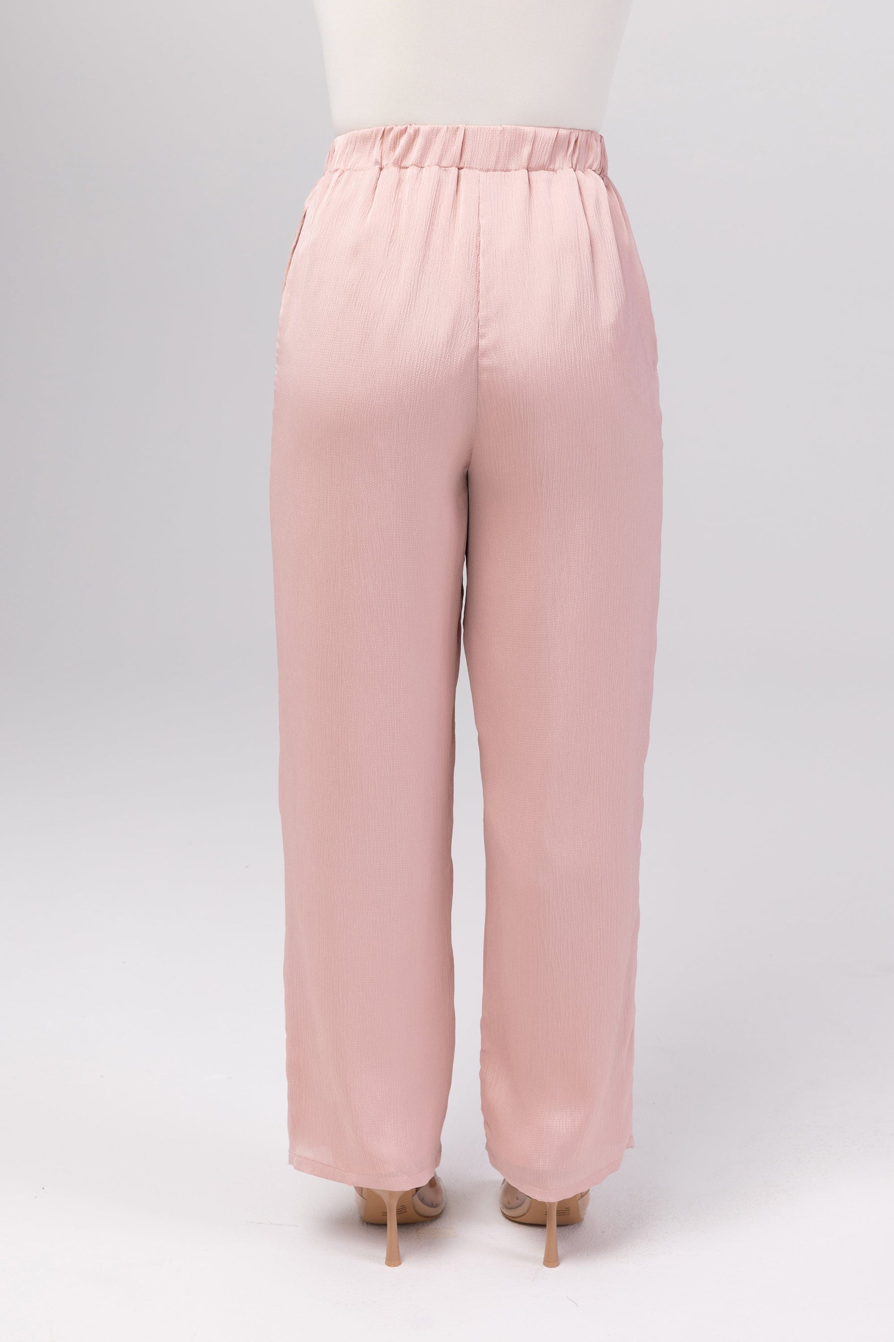 Katia Textured Wide Leg Pants - Dusty Pink Veiled 