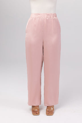 Katia Textured Wide Leg Pants - Dusty Pink Veiled 