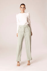 Lama High Rise Pants - Light Green Veiled Collection 