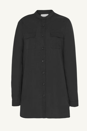 Lamia Cotton Linen Button Down Top - Black Clothing Veiled Collection 