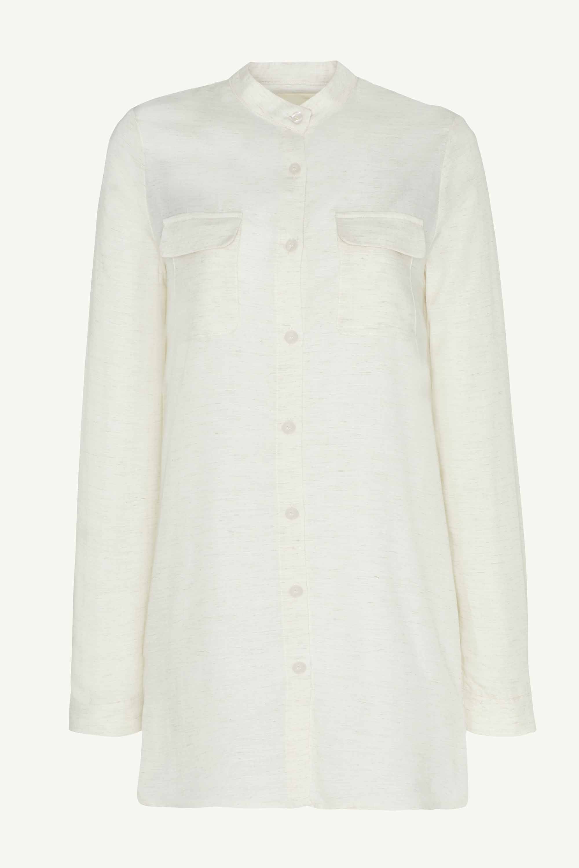 Lamia Cotton Linen Button Down Top - White Clothing Veiled Collection 