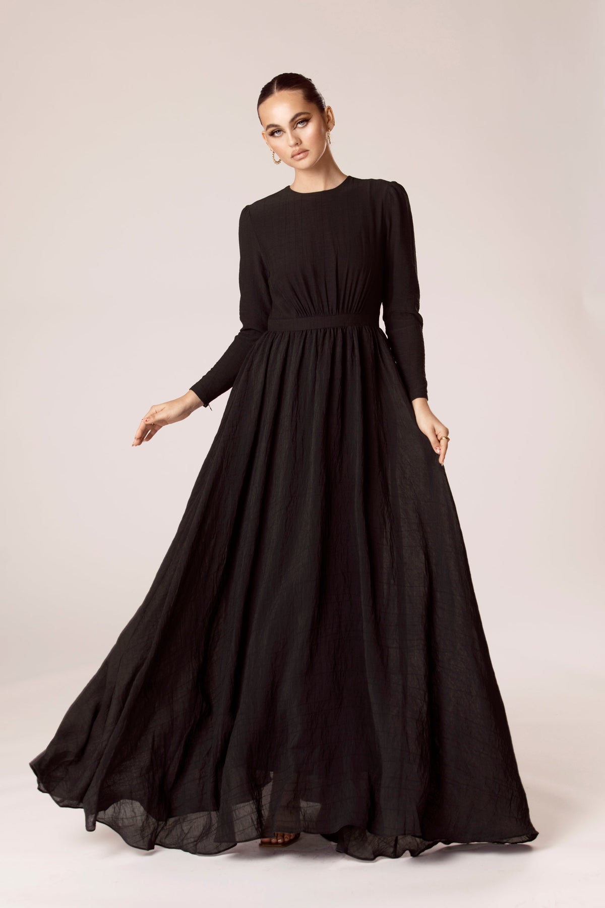 Lana Textured A Line Maxi Dress - Black saigonodysseyhotel 