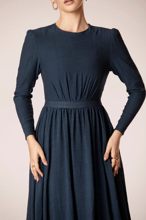 Lana Navy Multi Plaid Tweed Dress