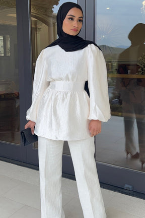Laya Balloon Sleeve Blouse - White Clothing Veiled 