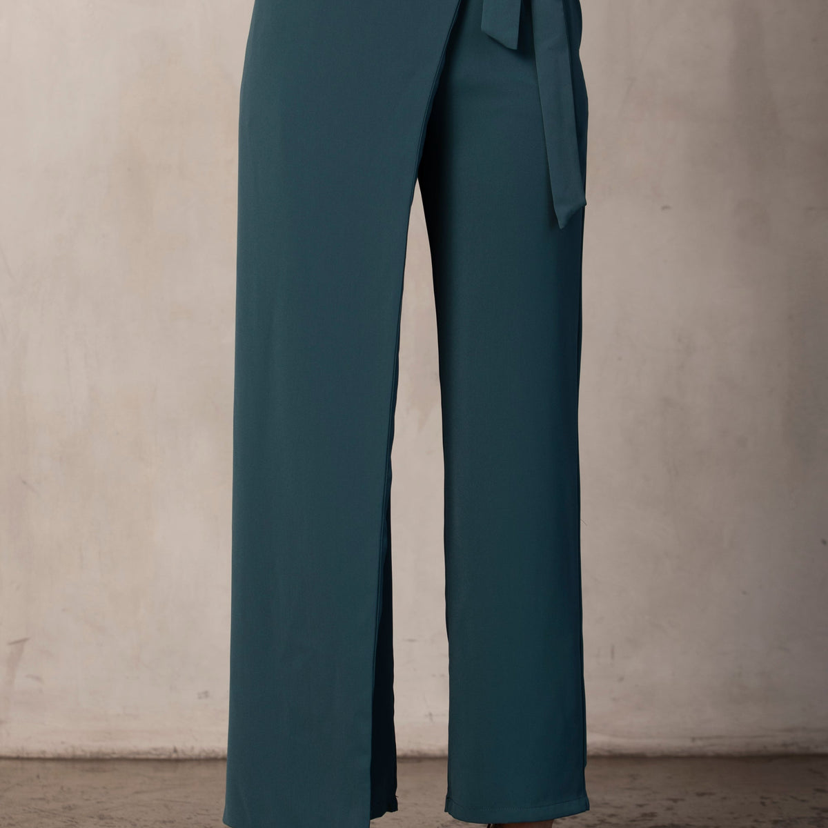 Layla Wrap Waist Wide Leg Trousers - Dark Teal