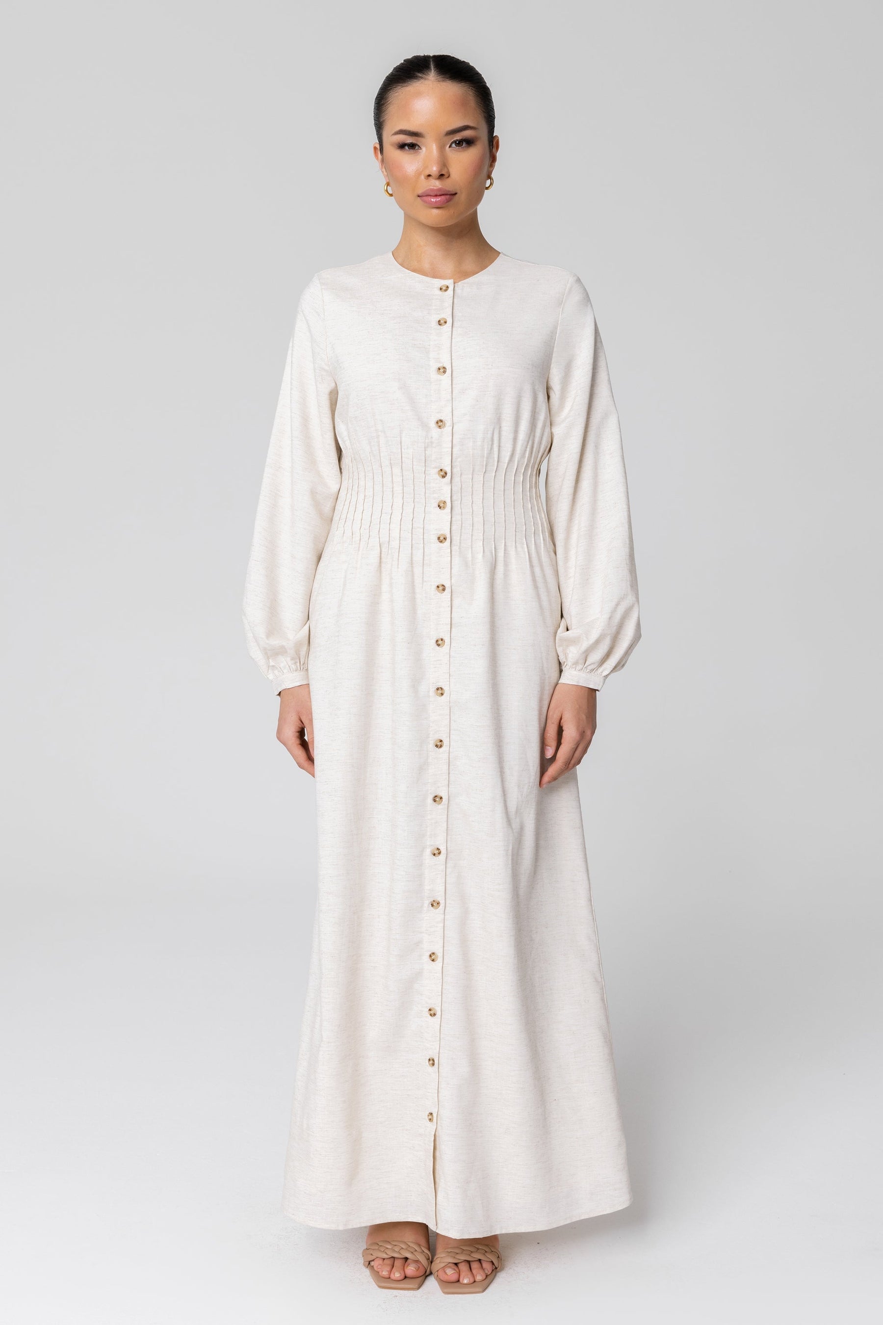 Certified Organic Cotton Maxi Shirt Dress / Beige – ChintamaniAlchemi