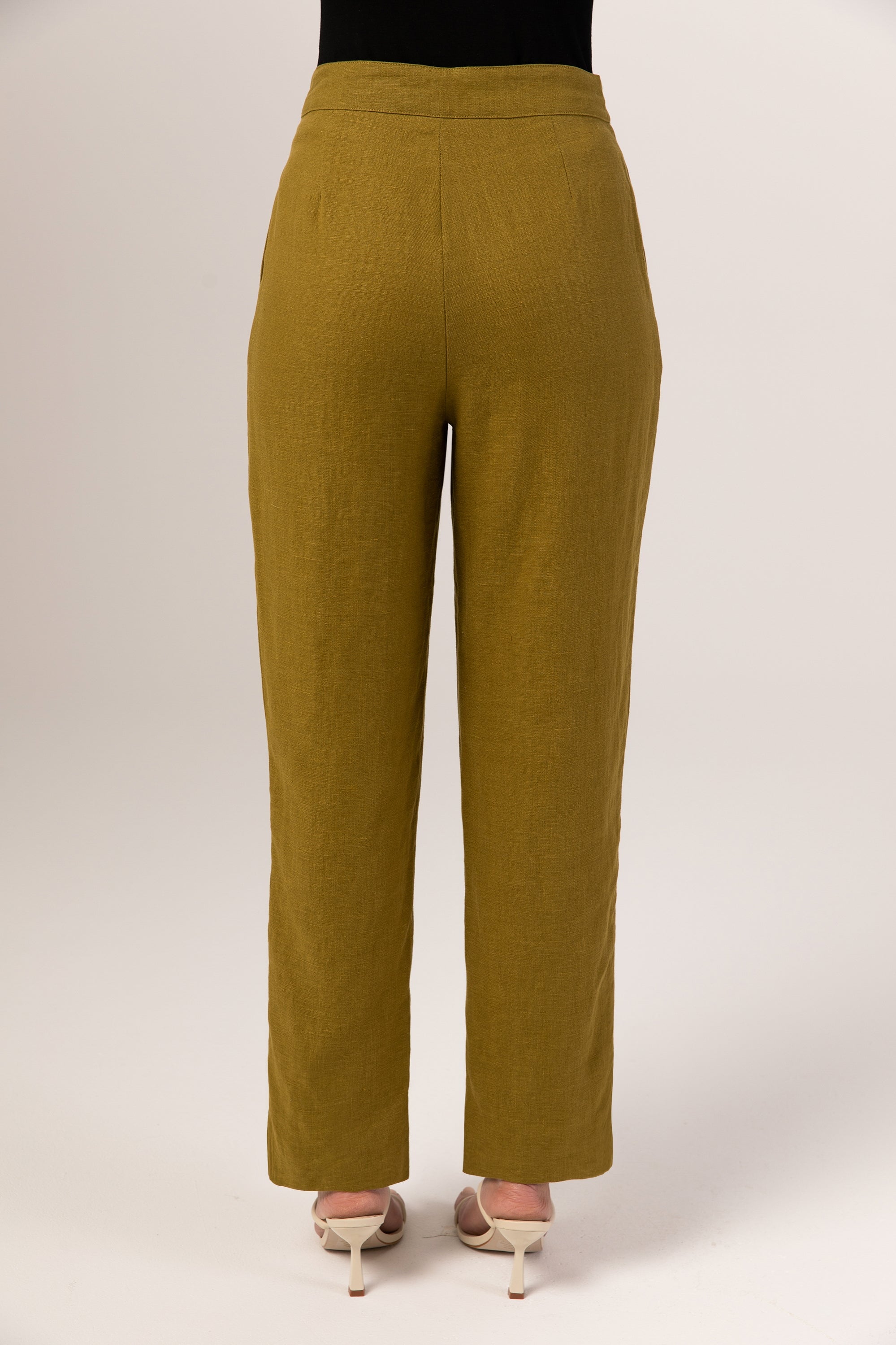Linen Straight Leg Pants - Avocado Veiled Collection 