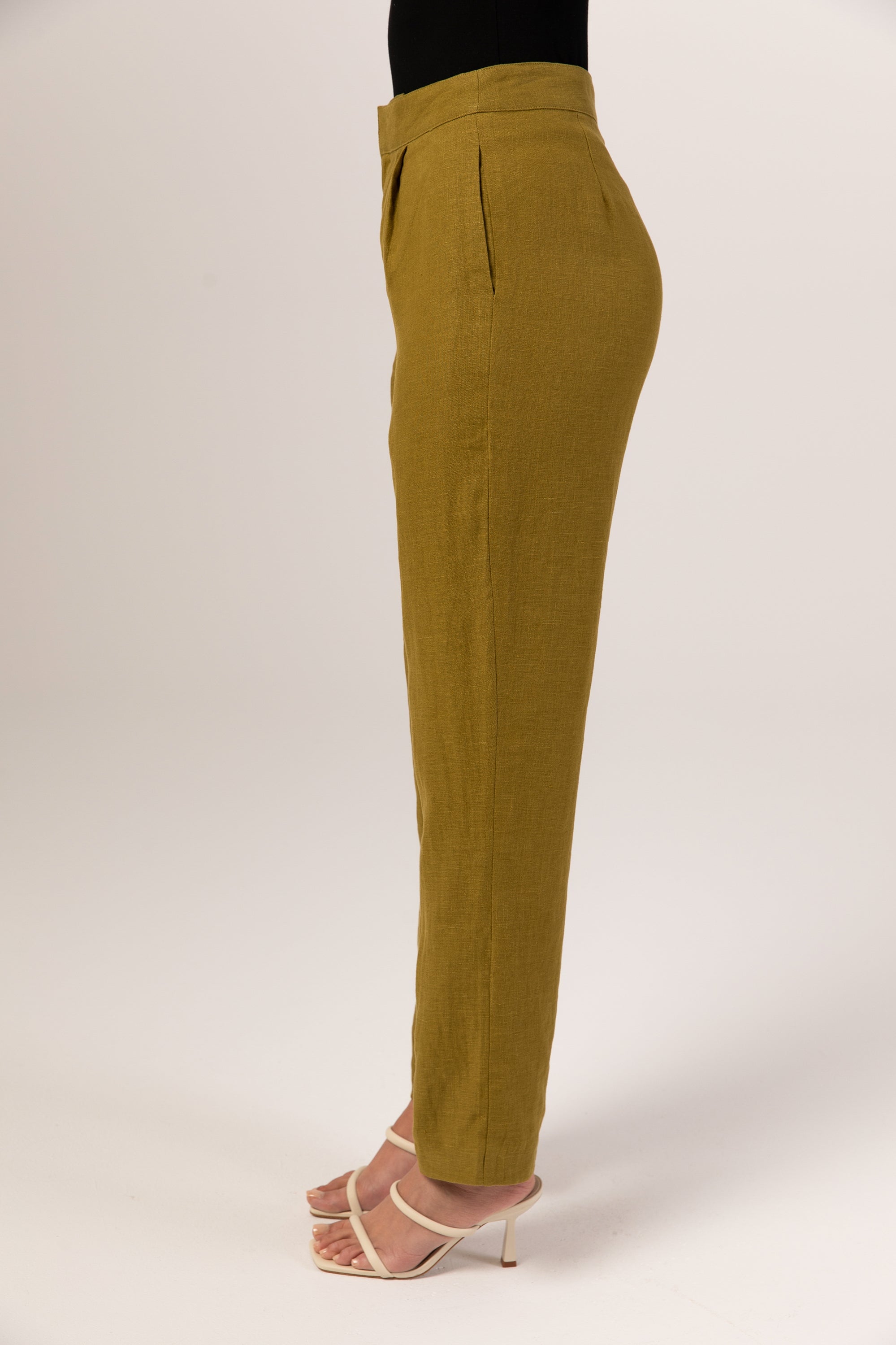 Linen Straight Leg Pants - Avocado Veiled Collection 