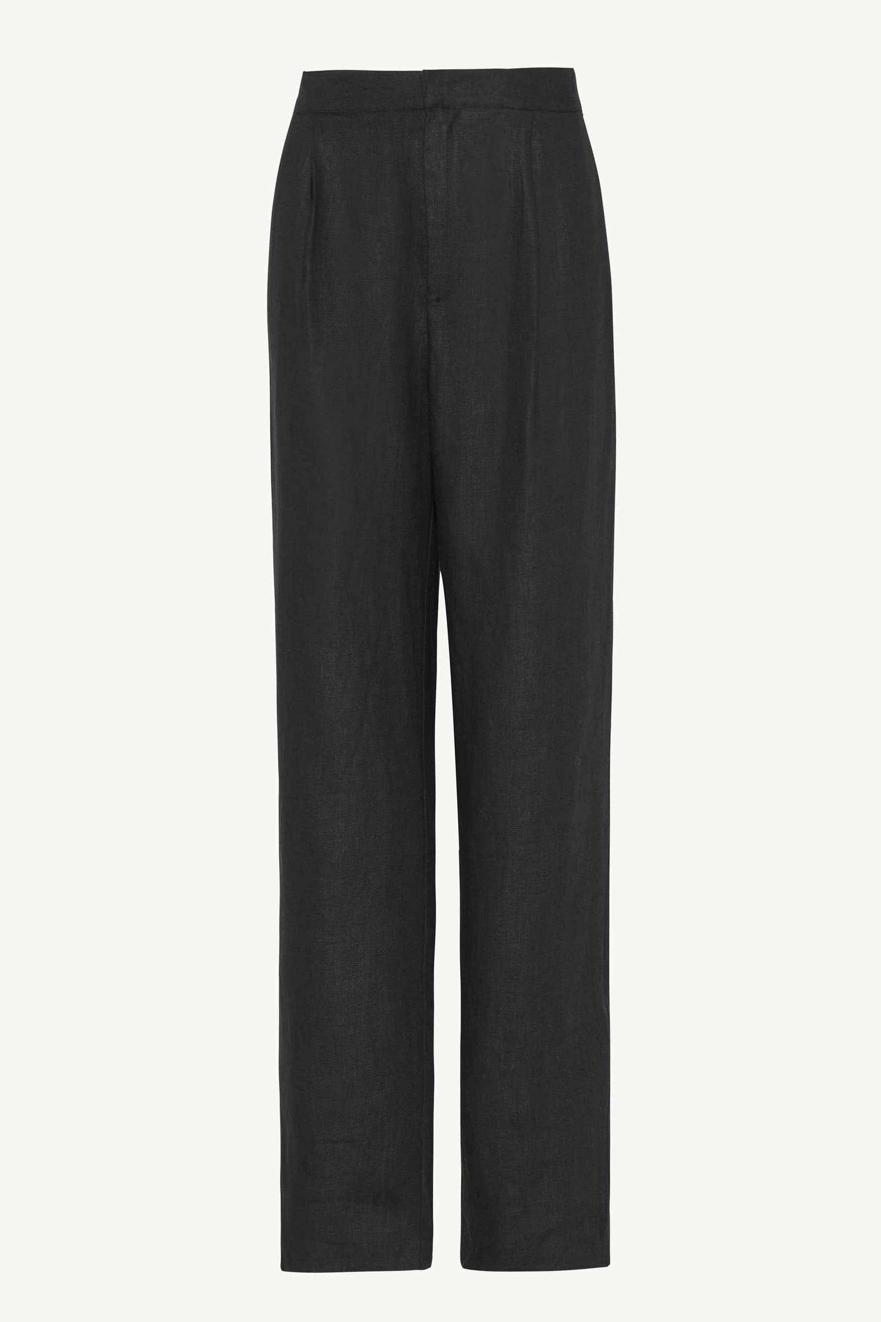 Linen Straight Leg Pants - Black Clothing Veiled Collection 
