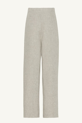 Linen Straight Leg Pants - Grey Taupe Clothing Veiled Collection 