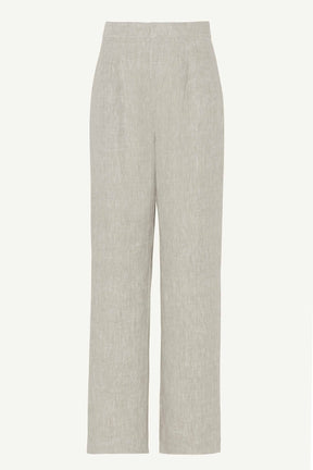 Linen Straight Leg Pants - Grey Taupe Clothing Veiled Collection 