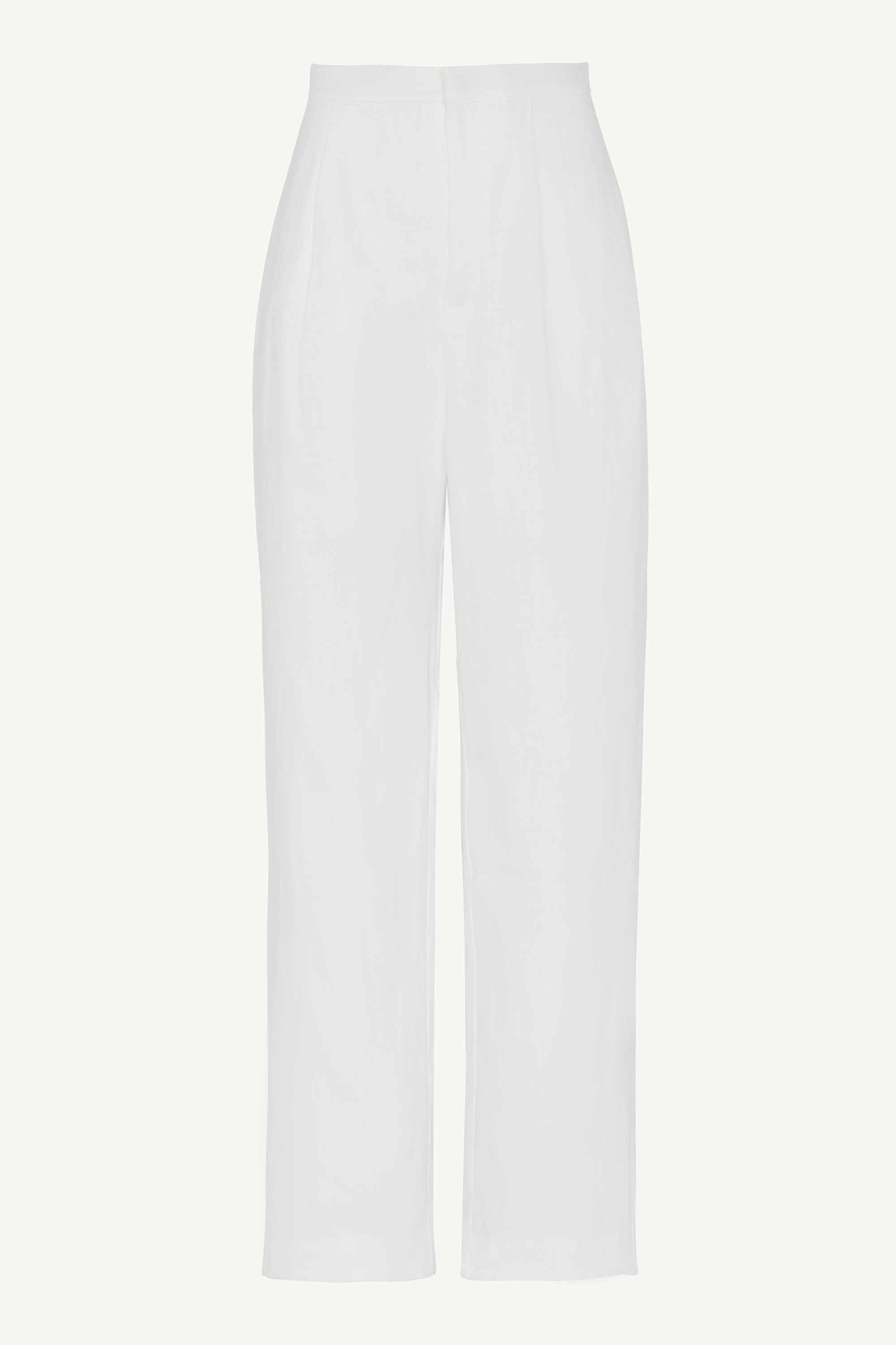 Linen Straight Leg Pants - White Clothing Veiled Collection 