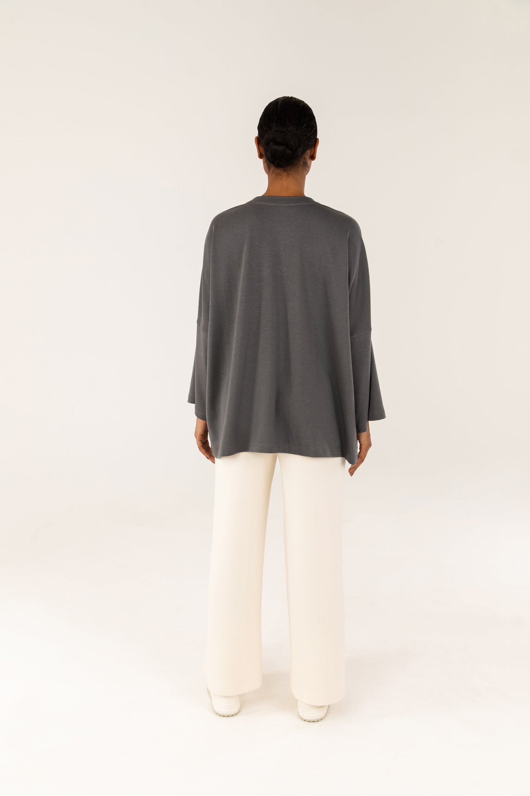 Loose Long Sleeve T Shirt - Dark Grey Veiled Collection 