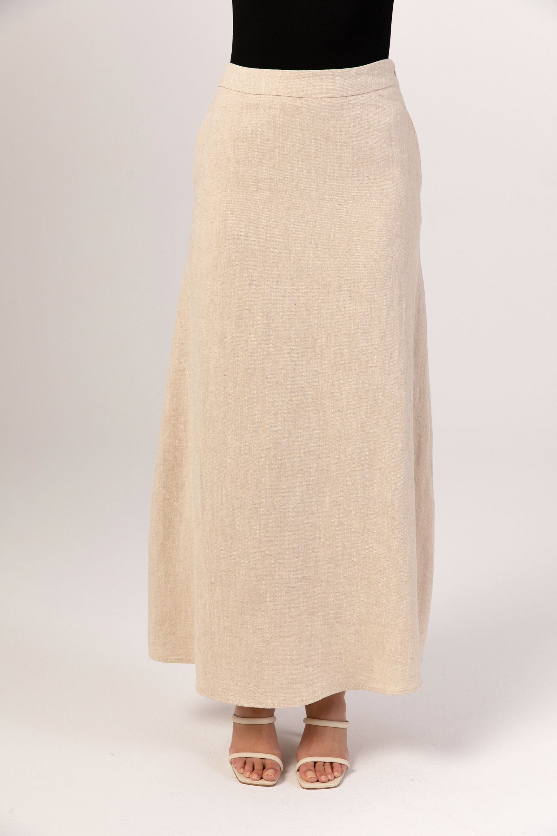 Lubna Linen Maxi Skirt - Tan Veiled 