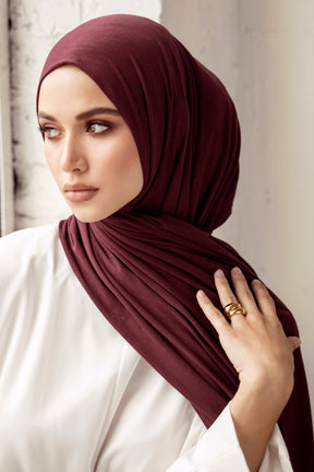 Luxury Jersey Hijab - Blackberry Veiled Collection 