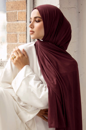 Luxury Jersey Hijab - Blackberry Veiled Collection 