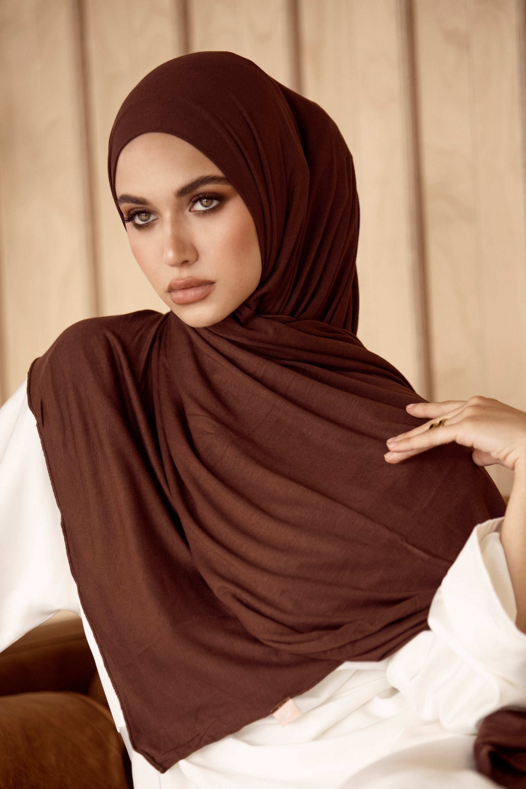 Luxury Jersey Hijab - Dark Chocolate Veiled Collection 