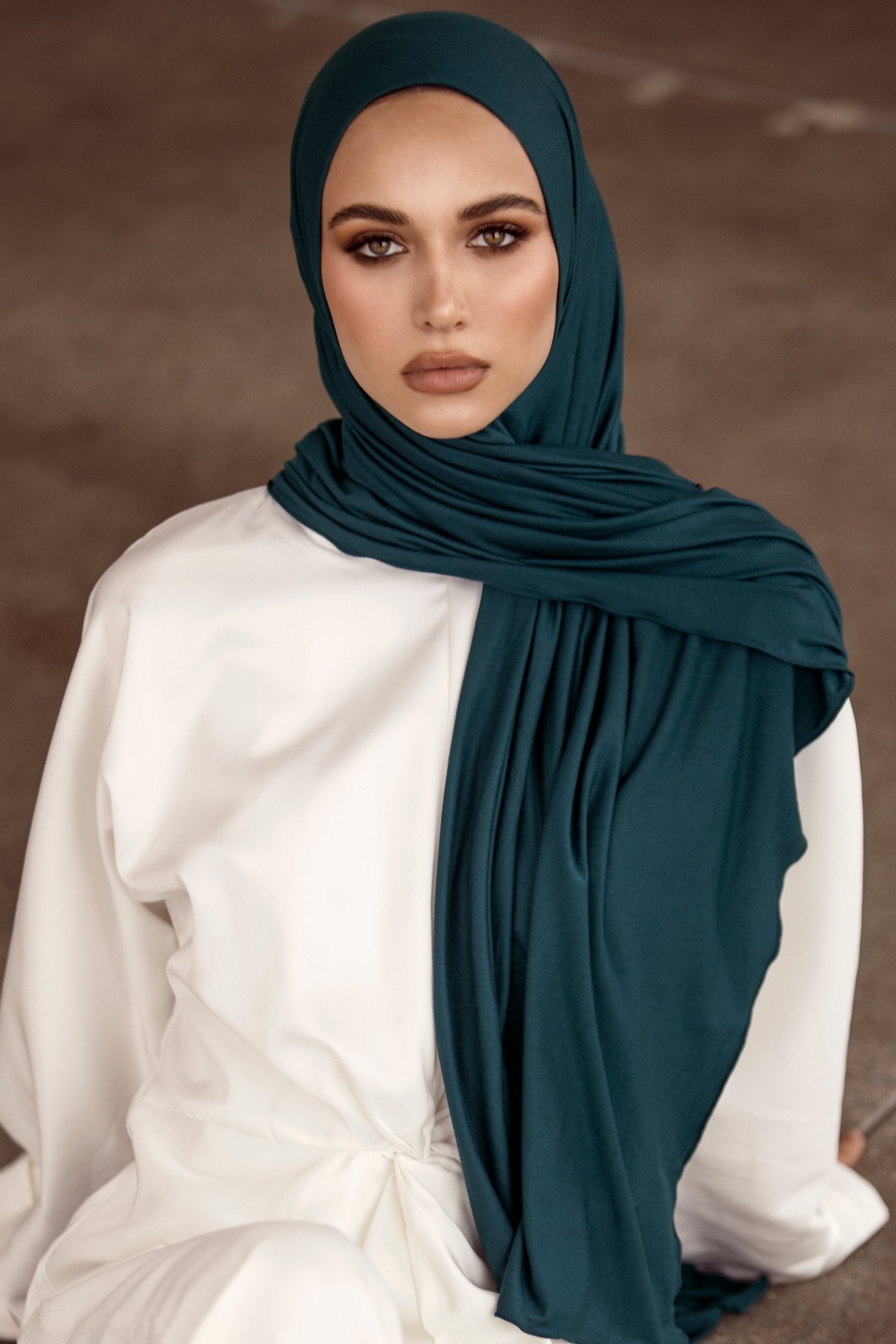 Luxury Jersey Hijab - Deep Teal Veiled Collection 