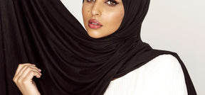 Luxury Jersey Hijab - Obsidian Black Veiled Collection 