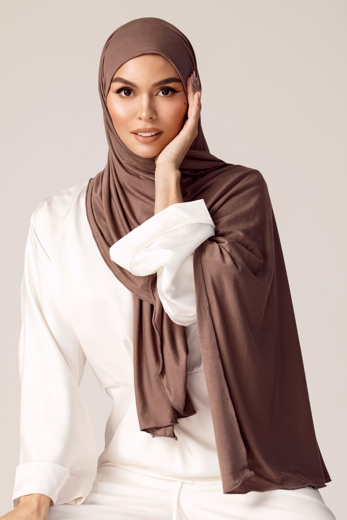Luxury Jersey Hijab - Taupe Veiled Collection 