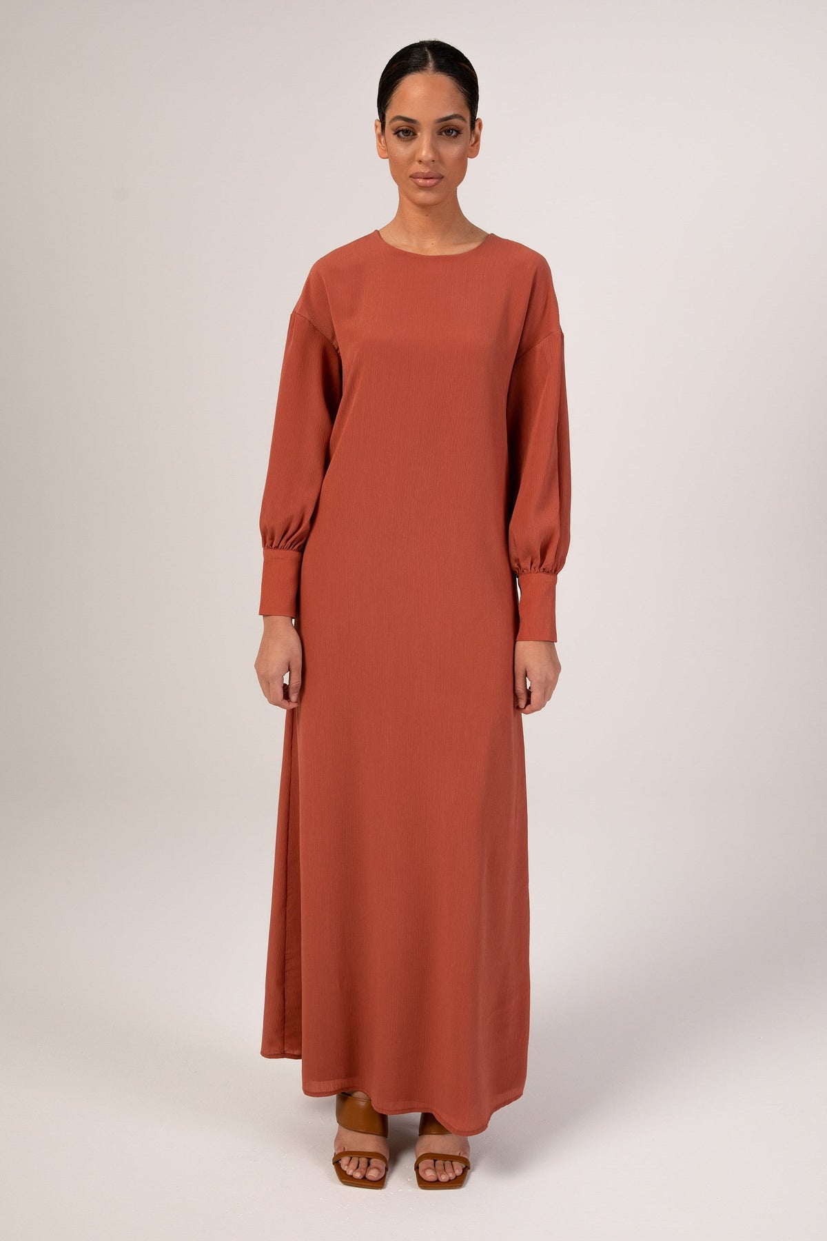 Madina Textured Maxi Dress - Dark Rose Veiled 