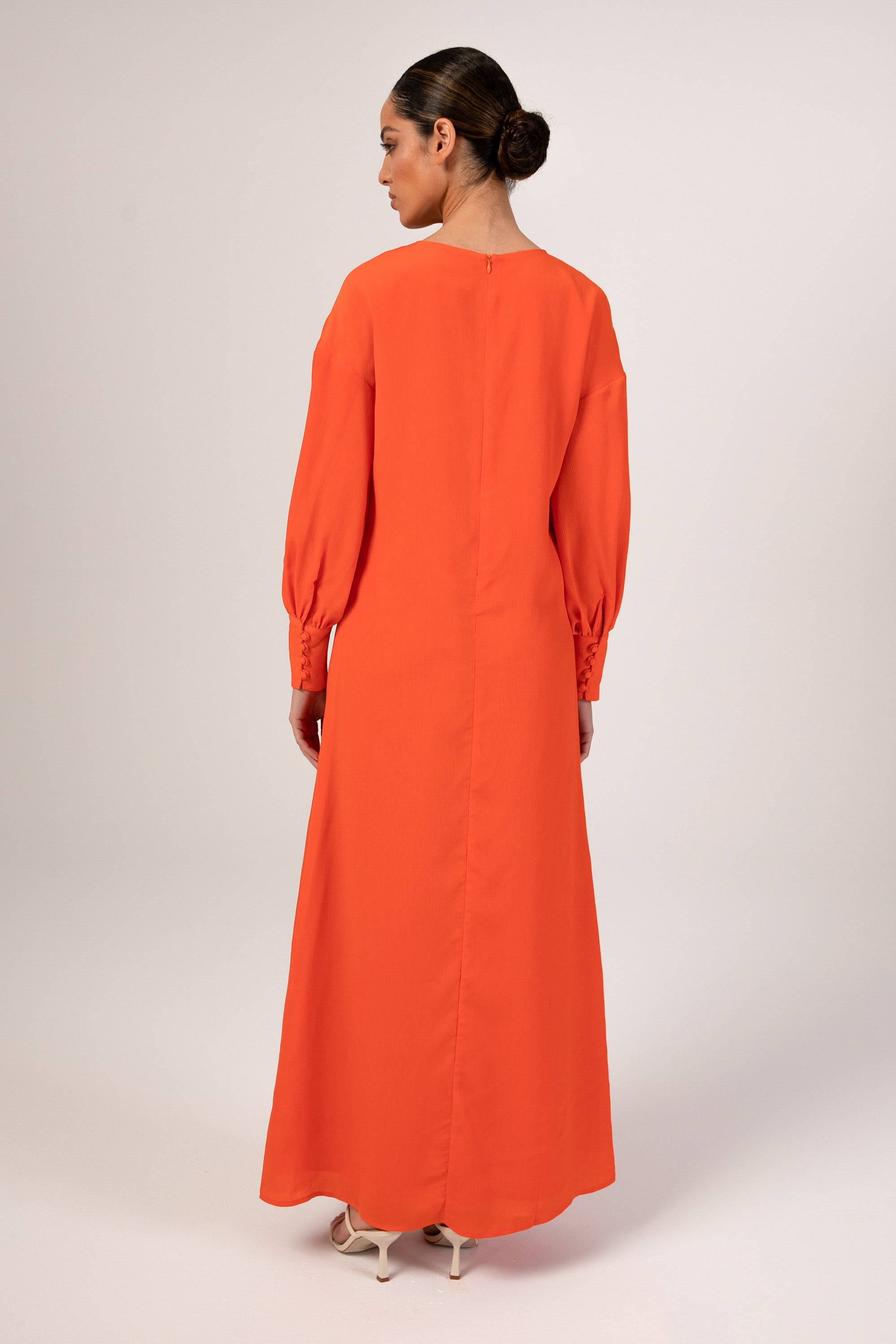 Madina Textured Maxi Dress - Scarlet Orange Veiled 
