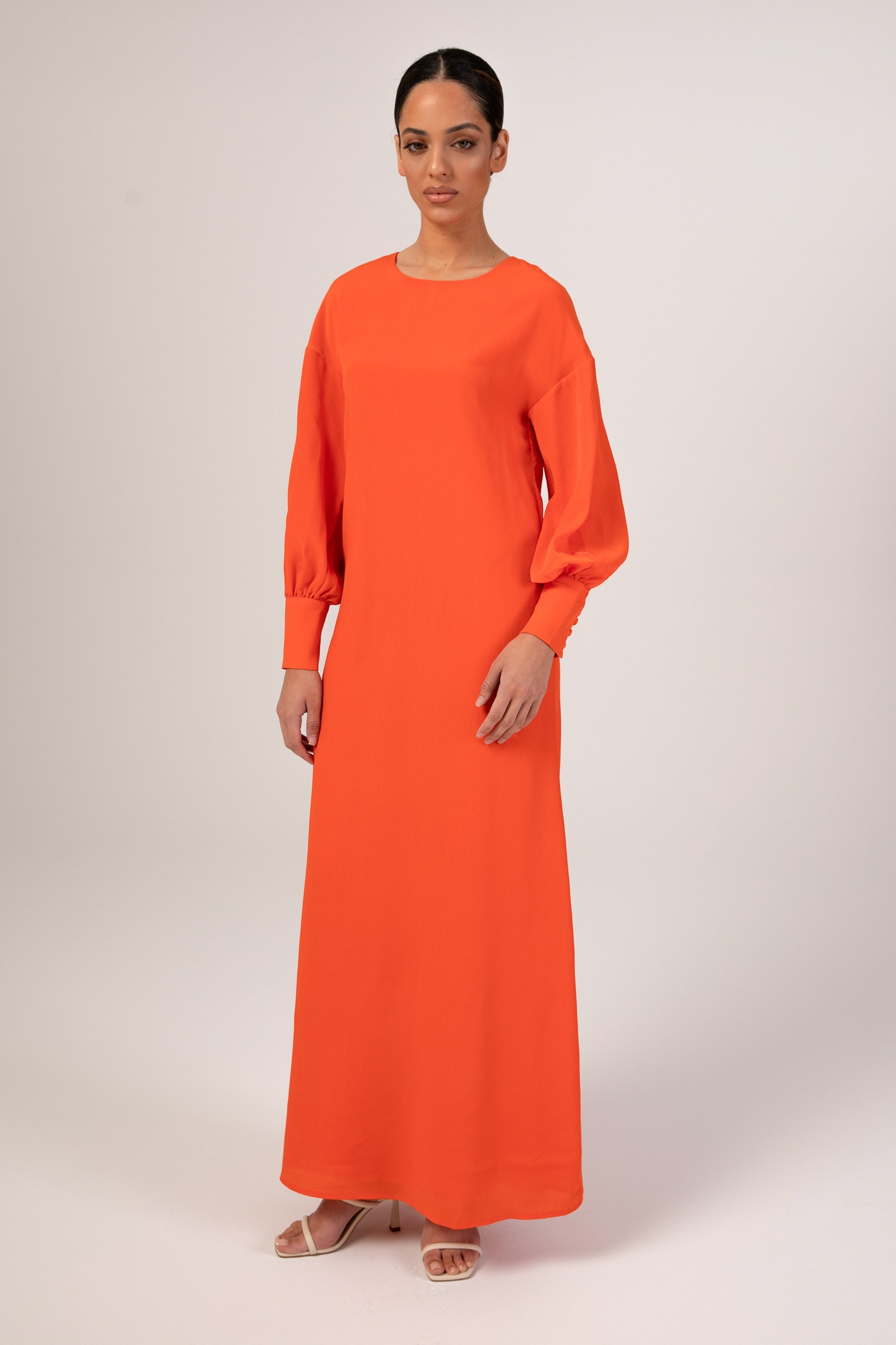 Orange Long Sleeve Maxi Dress