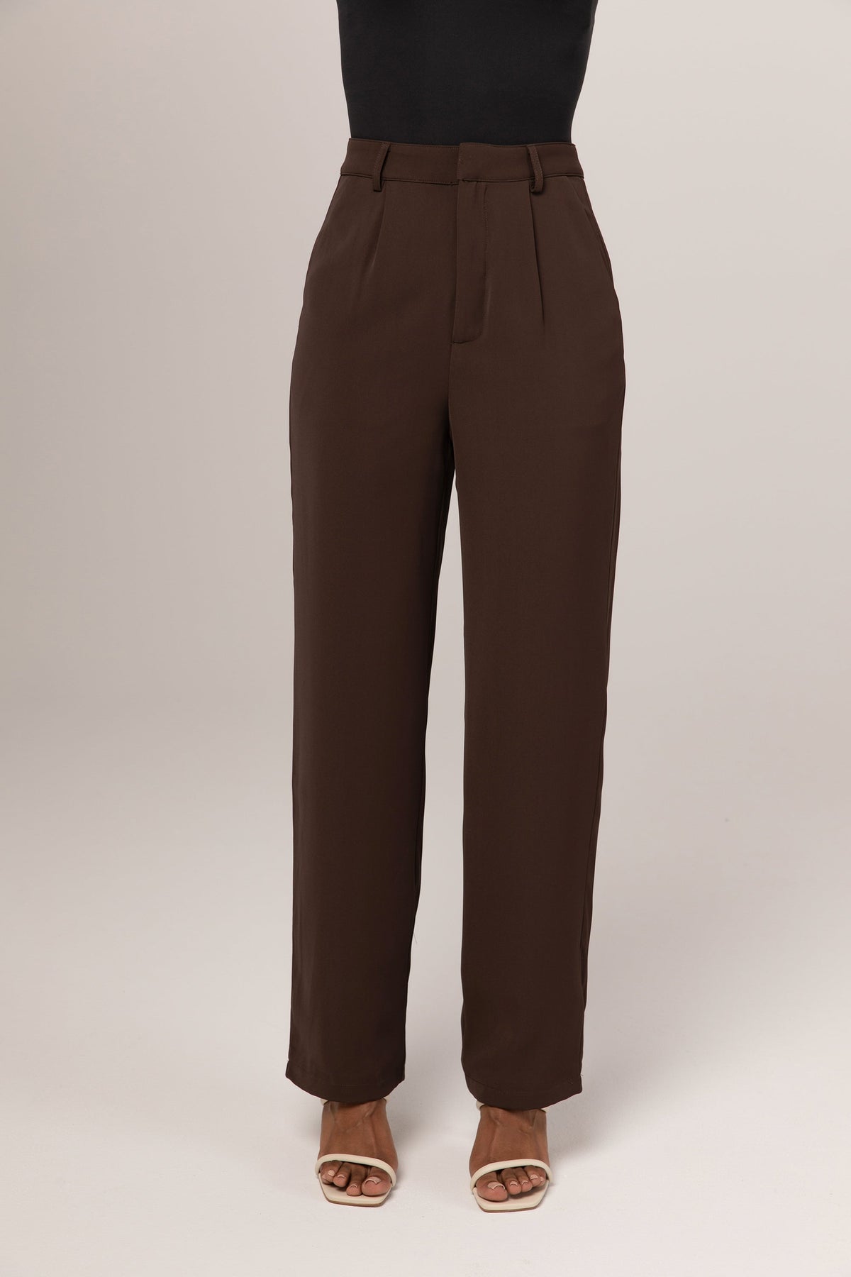 Maria High Rise Trousers - Dark Cocoa Veiled Collection 