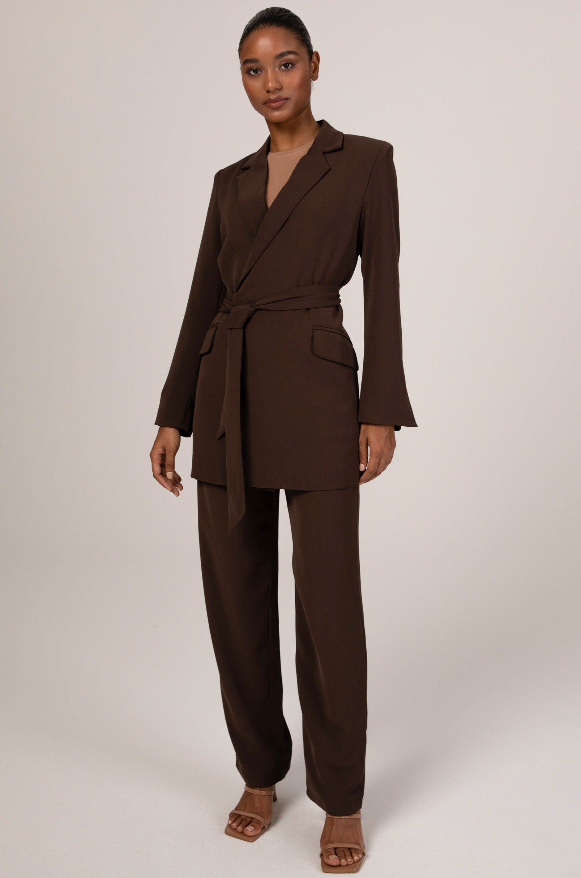 Maria High Rise Trousers - Dark Cocoa Veiled Collection 