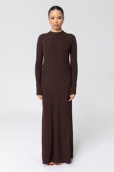 Marwa Ribbed Knit Maxi Dress - Java Brown