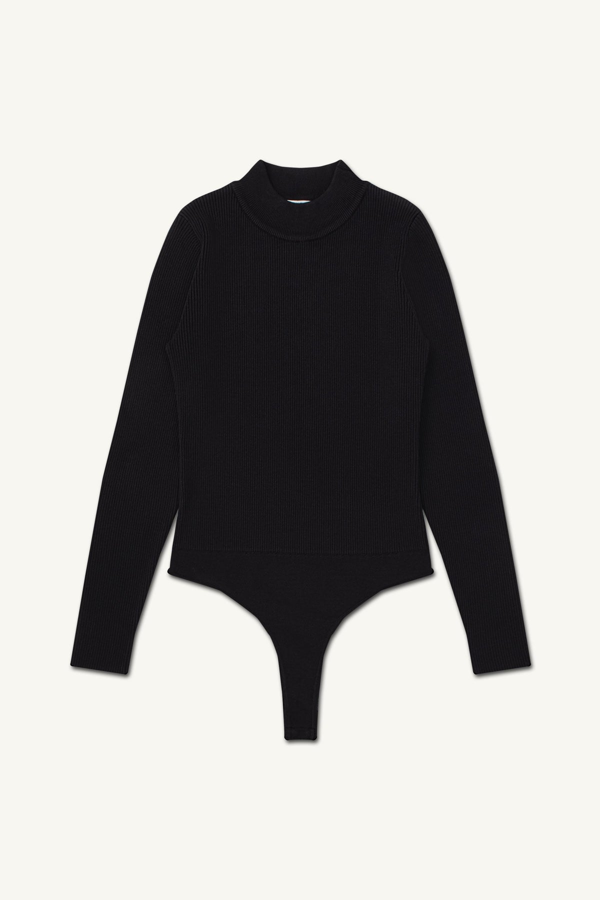 Massa Ribbed Knit Thong Bodysuit - Black Veiled 