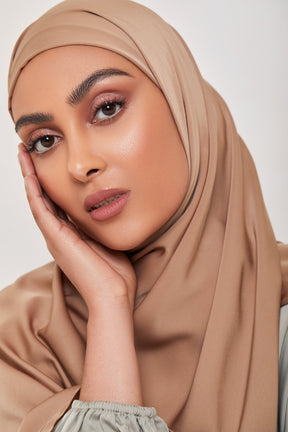 MATTE Satin Hijab - Baby Apricot Veiled Collection 