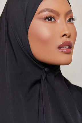 MATTE Satin Hijab - Darkest Black Veiled Collection 