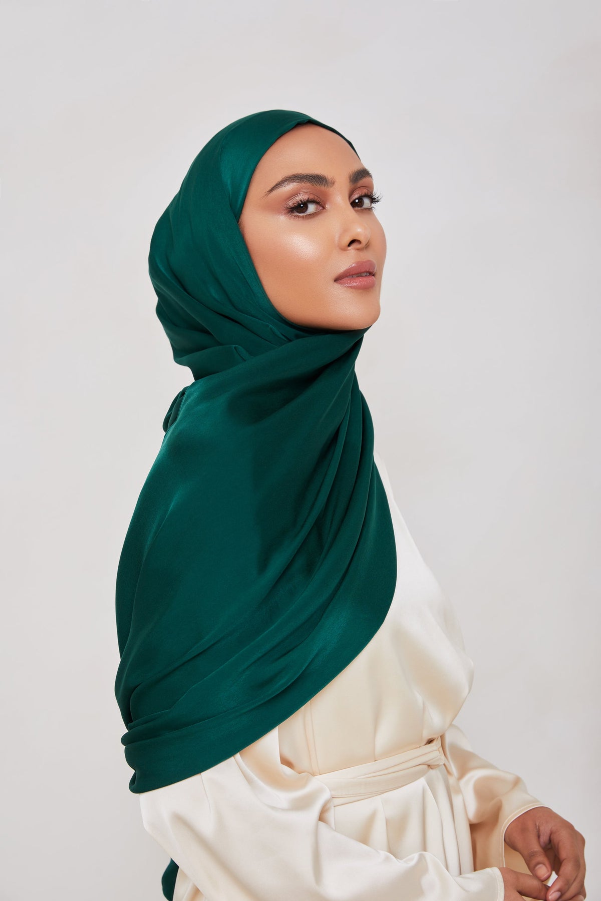 MATTE Satin Hijab - Emerald Gem Veiled Collection 