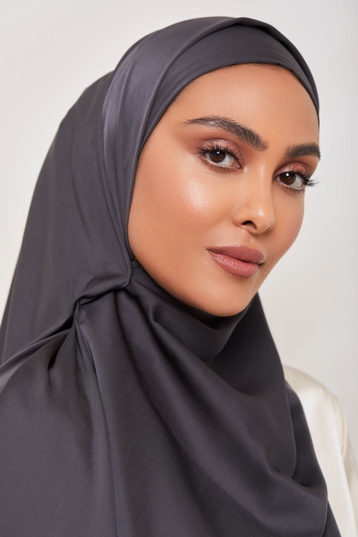 MATTE Satin Hijab - Ink Veiled Collection 