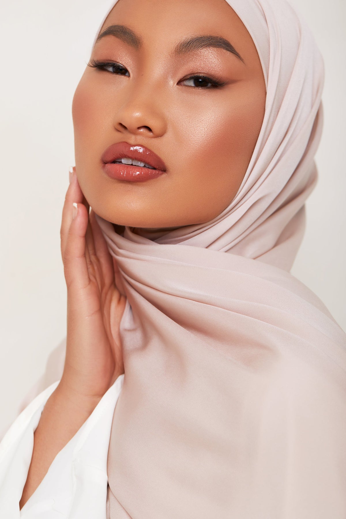 MATTE Satin Hijab - Light Mink Veiled Collection 