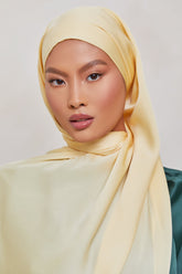 MATTE Satin Hijab - Mellow Yellow Veiled Collection 