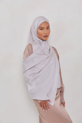 MATTE Satin Hijab - Shining Silver Veiled Collection 