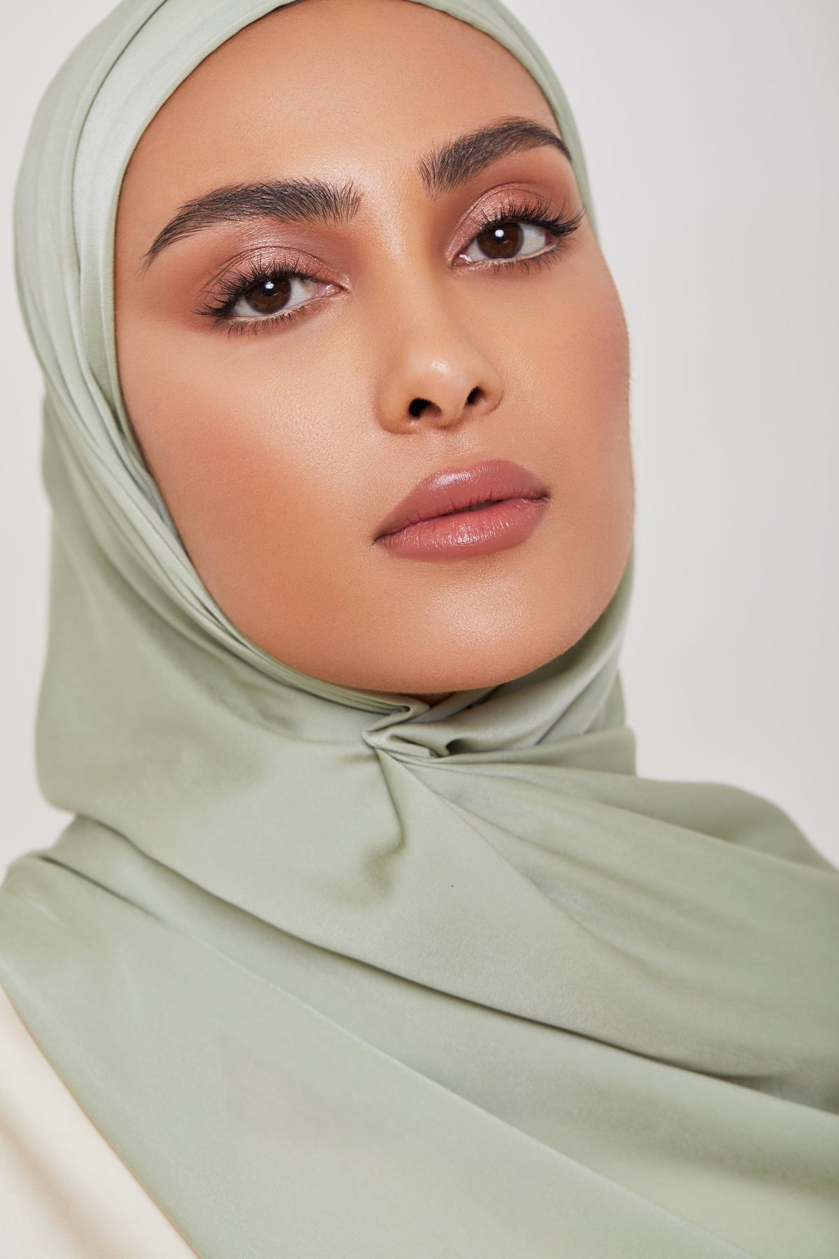 MATTE Satin Hijab - Soulmate Sage Veiled Collection 